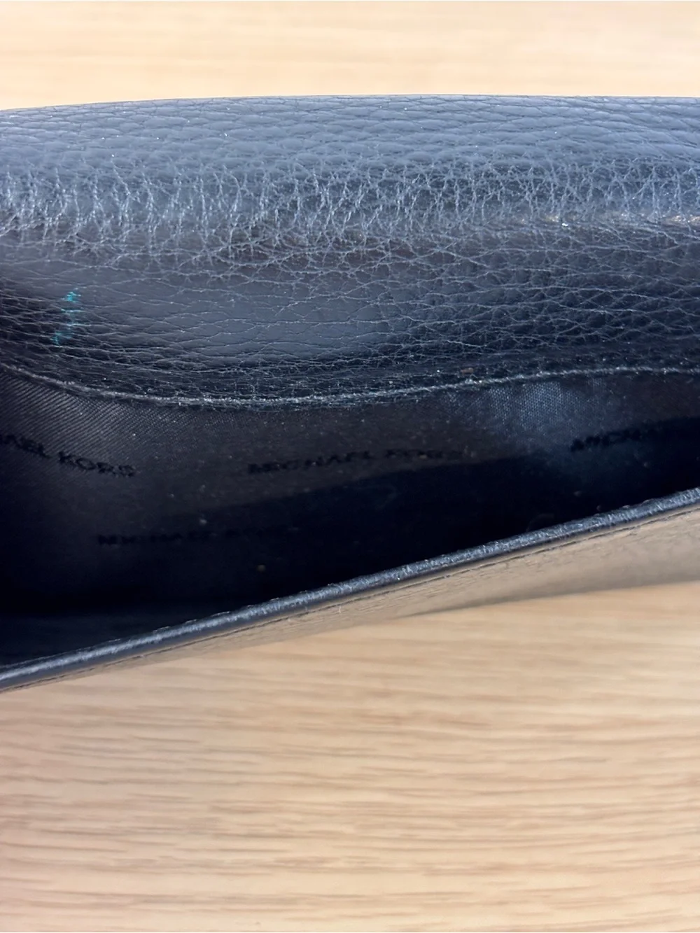 Michael Kors Black Leather MK Logo Continental Wallet